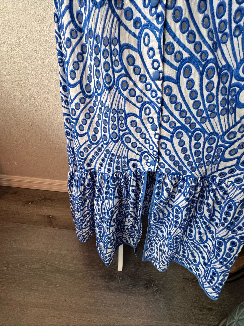 Zimmermann Eyelet Blue White Dress Ruffle Hem Cottagecore SZ 2 or S - Picture 5 of 16